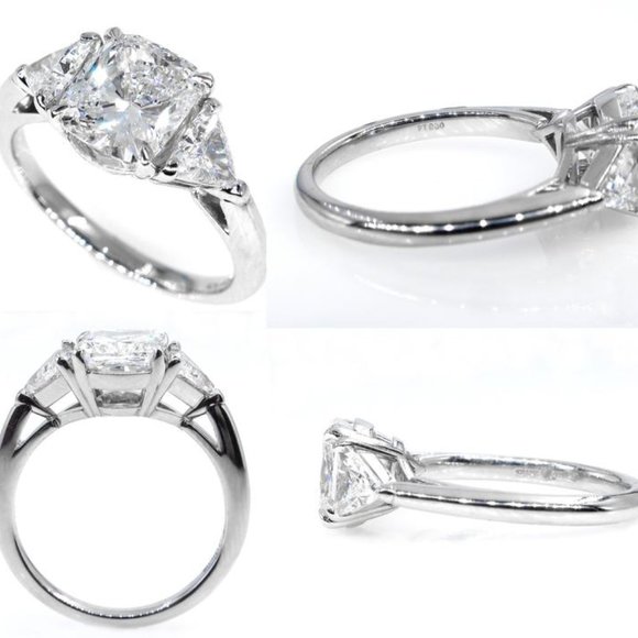 💍 Radiant Cut Crystal Clear Advanced Custom Rings for Women, PD498 - Picture 7 of 7